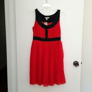 NWT Red and black Marilyn Monroe style pleated chiffon dress with lining